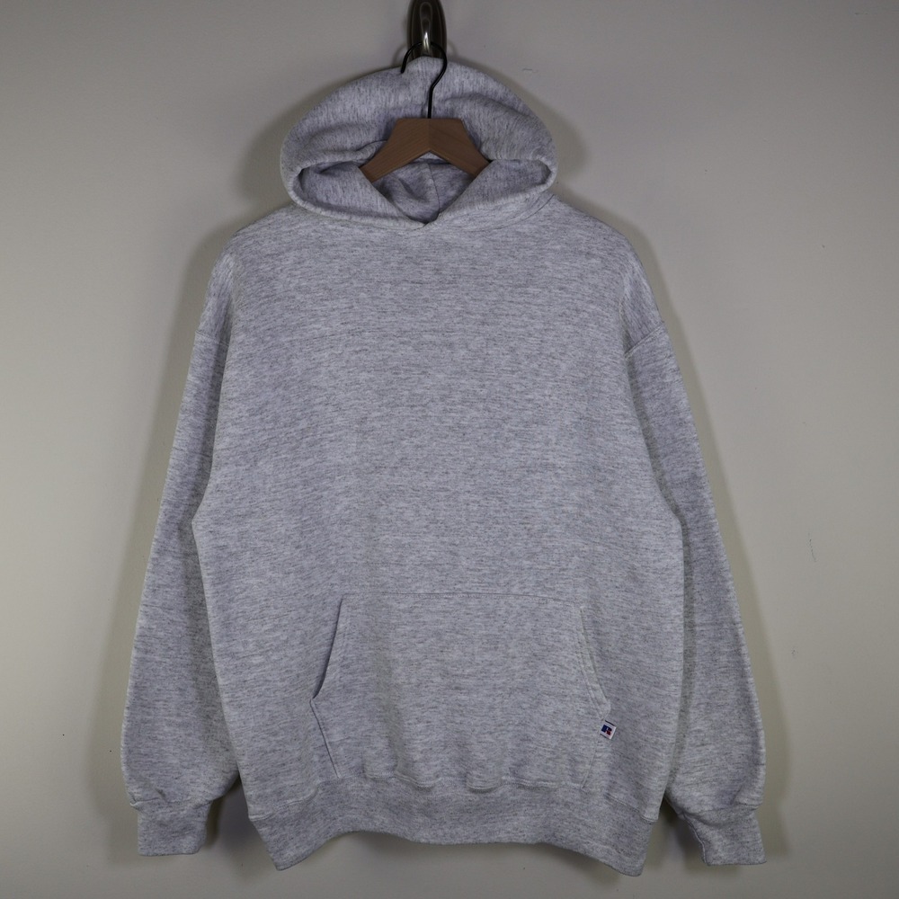 Vintage Russell Athletic Hoodie XL Heather Grey Made in USA Blank Sweatshirt